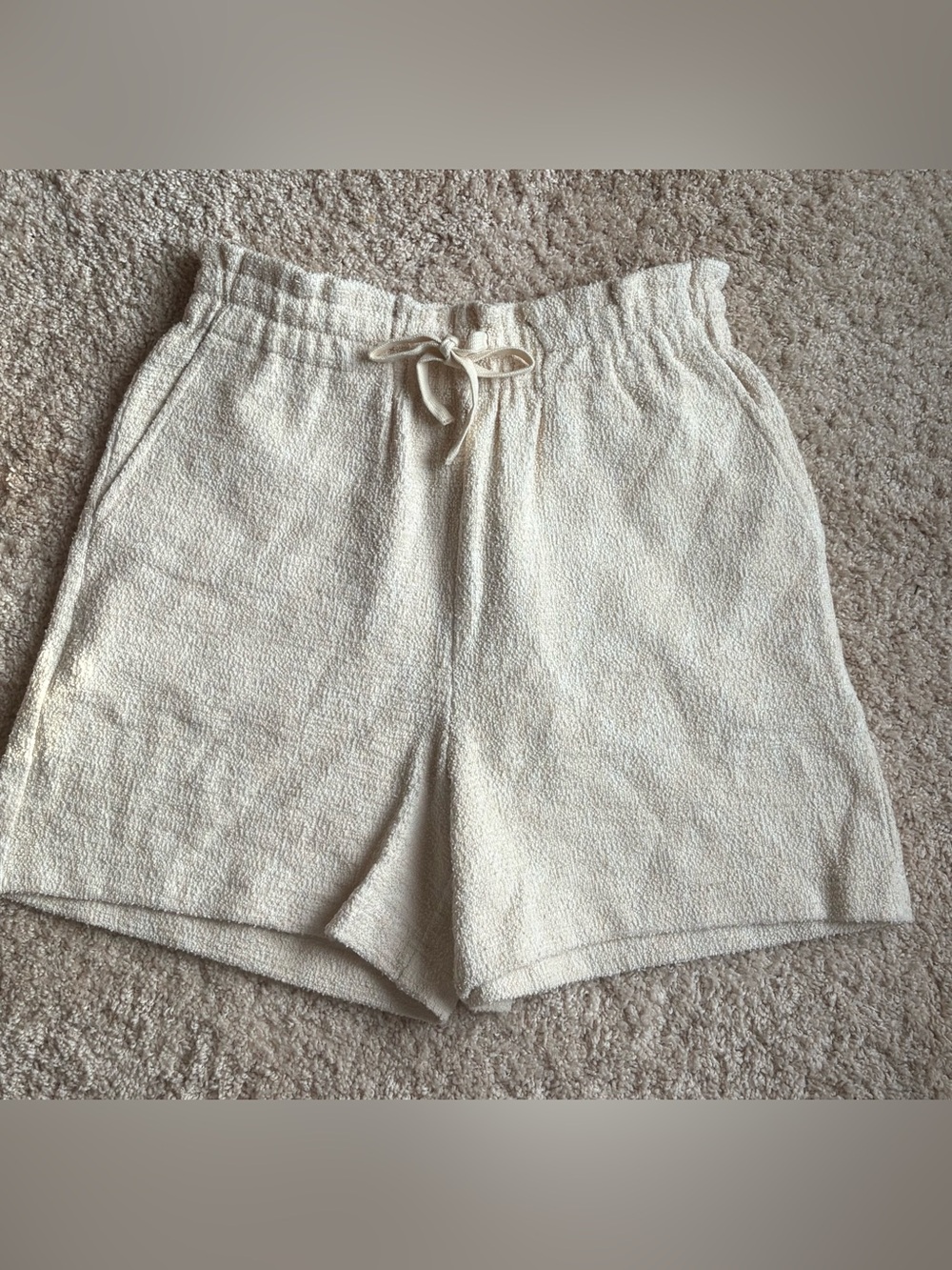 NWT Current Air Ivory Cotton Bouclé/Terry Shorts Size Small Boutique Nordstrom